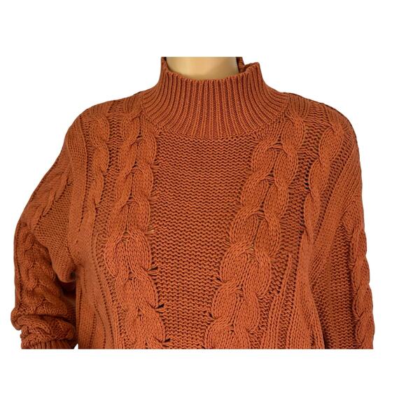 2/$30 Aeropostale Cable Knit Mock Neck Sweater Orange Pullover Knit Size XL - Picture 7 of 12